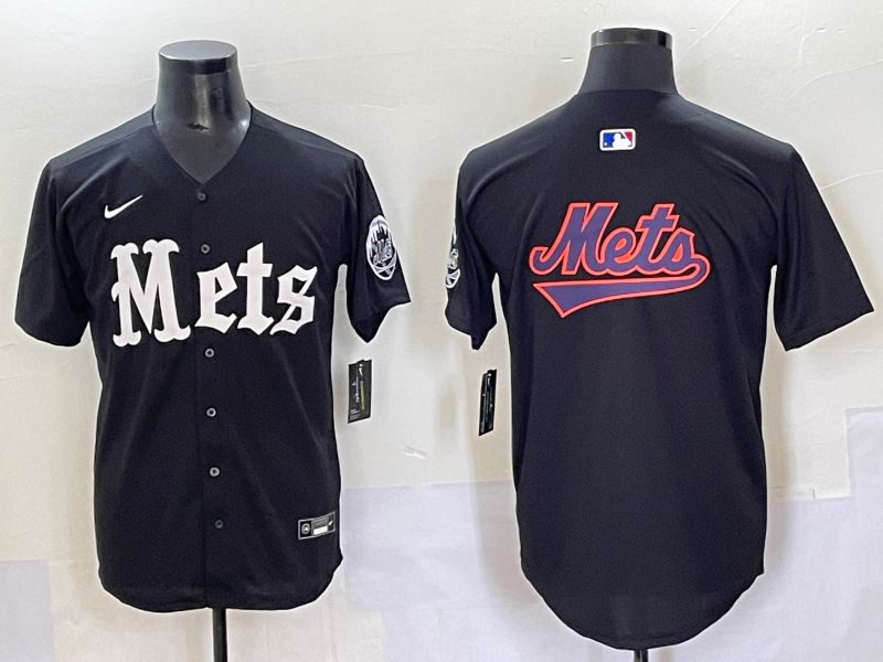 Men 2025 New York Mets Blank Black Five generations Joint Name Nike MLB Jersey style 13->new york mets->MLB Jersey